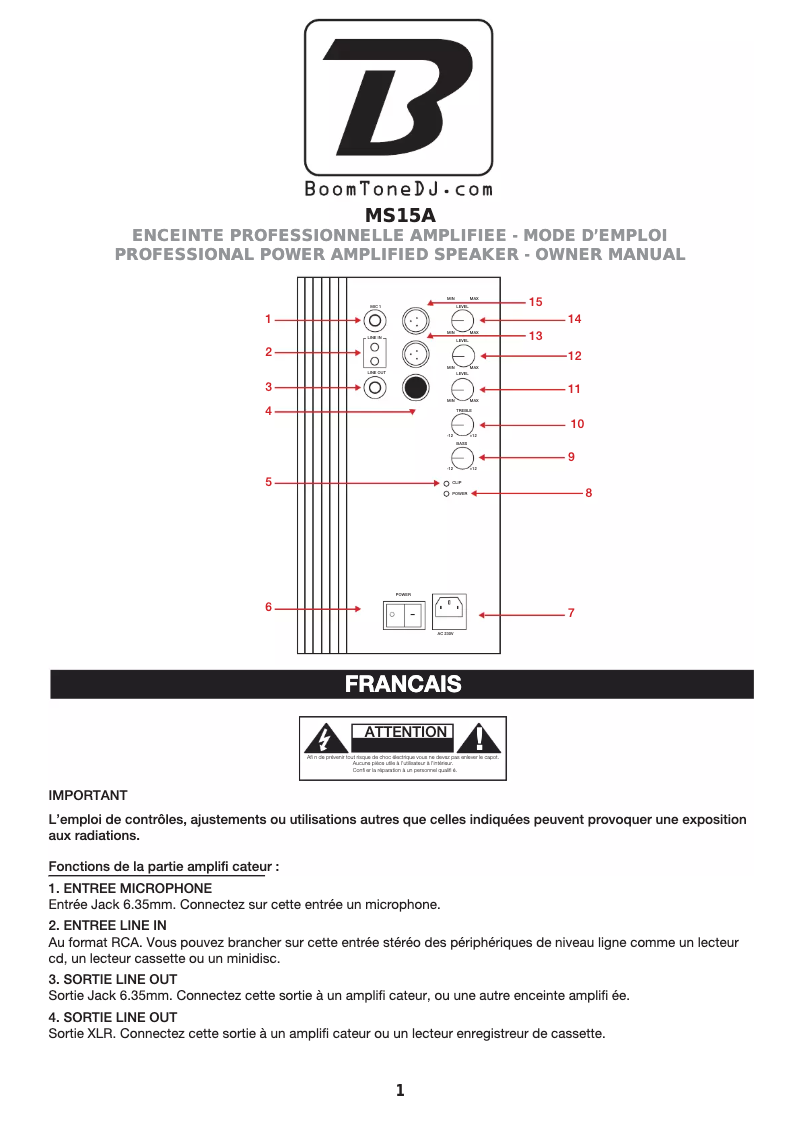 Image de la première page du manuel de l'appareil MS15A