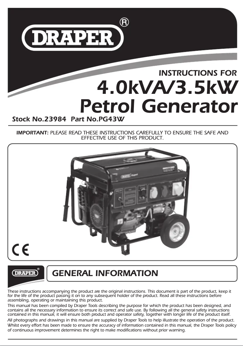 Page 1 de la notice Manuel utilisateur Draper 23984