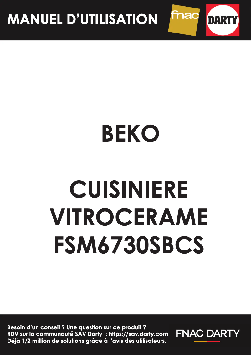 Page 1 de la notice Manuel utilisateur Beko FSM6730SBCS