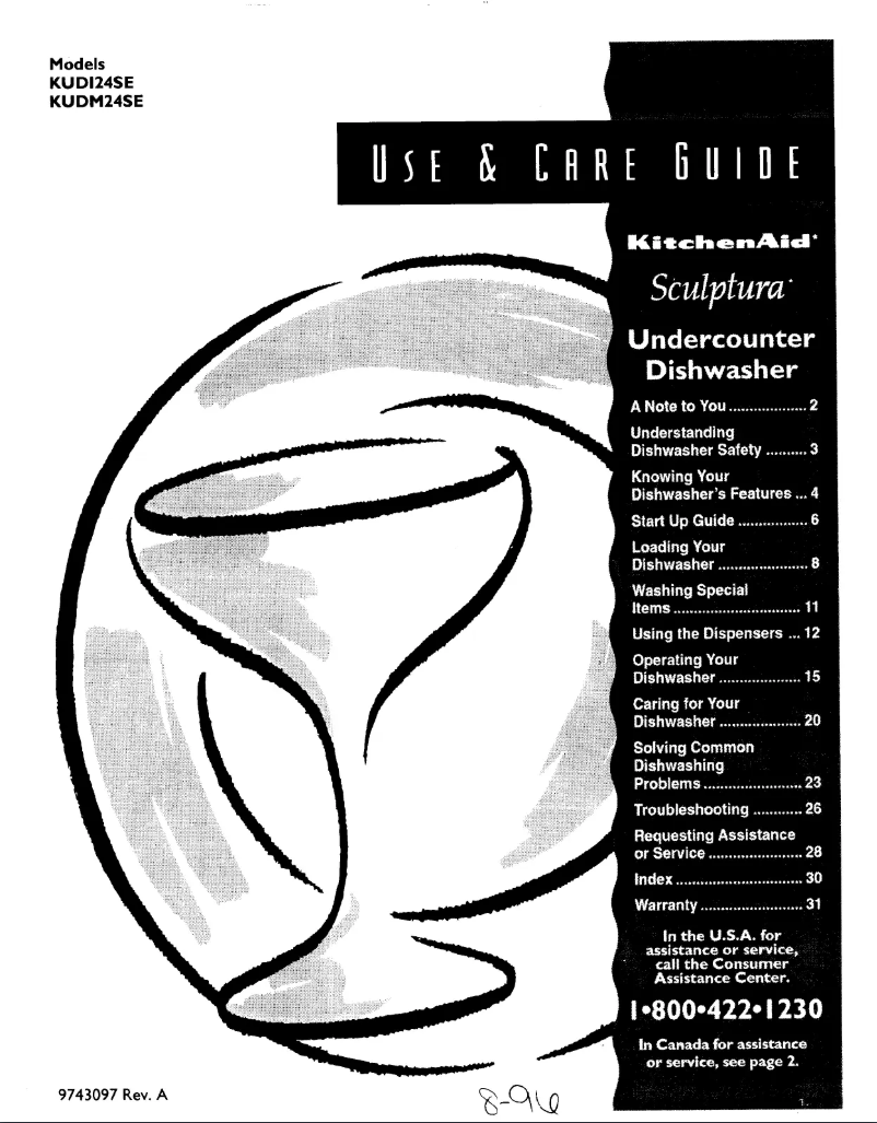 Page 1 de la notice Manuel utilisateur KitchenAid Sculptura KUDM24SEBL1