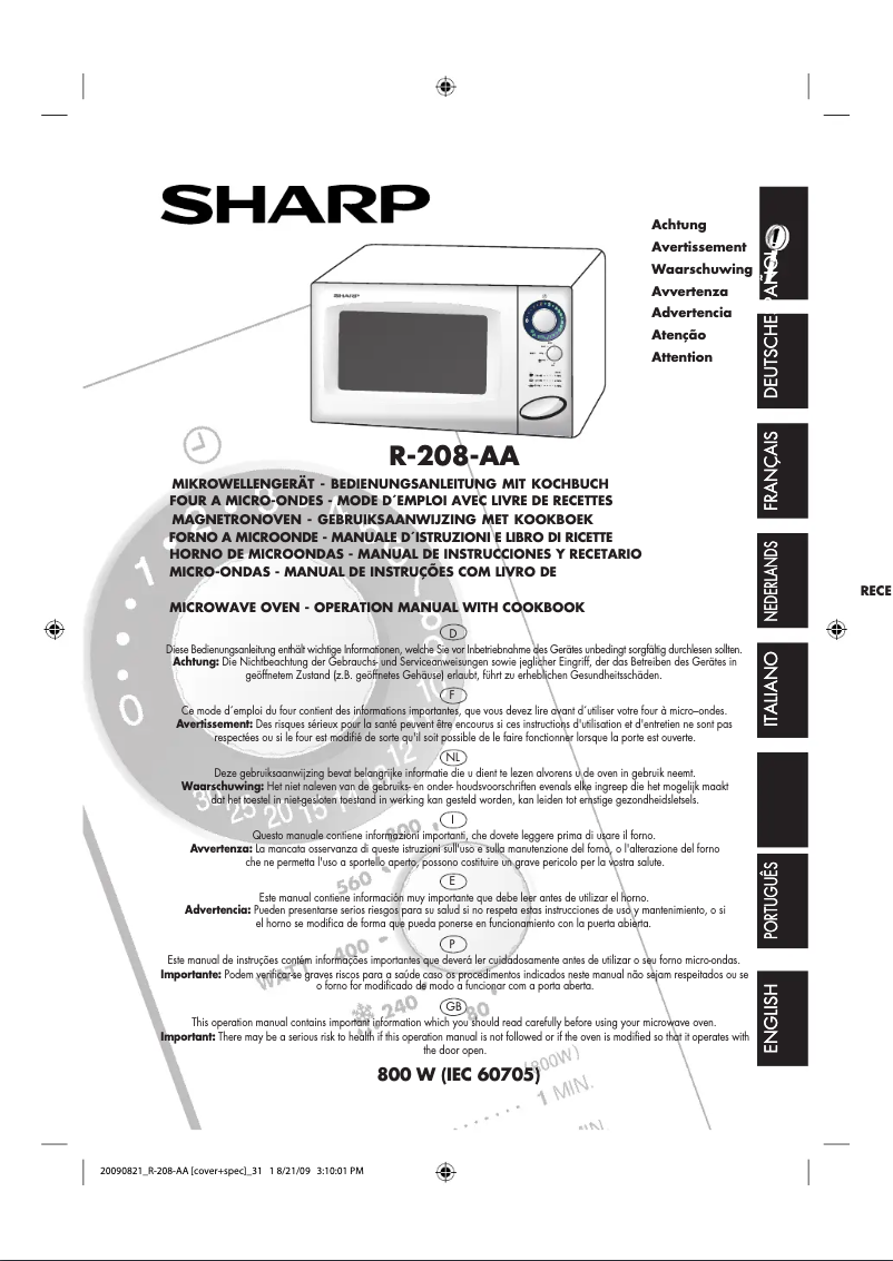 Page 1 de la notice Manuel utilisateur Sharp R-208W-AA