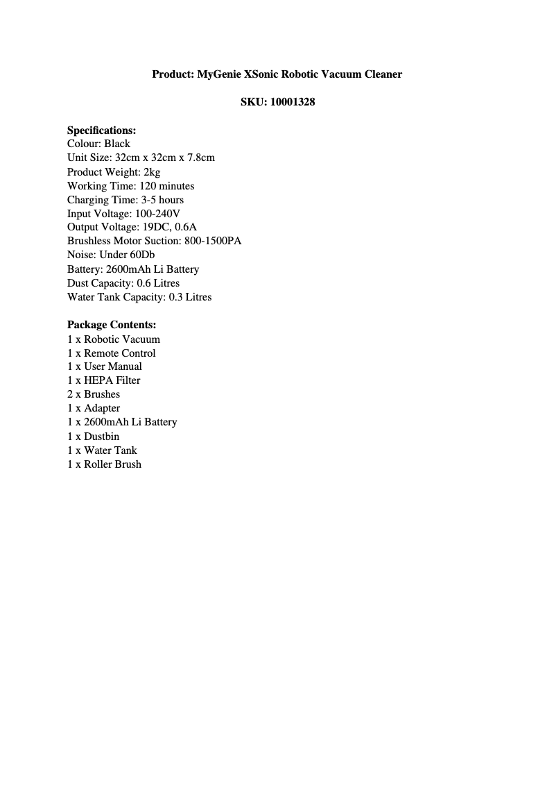 Image de la première page du manuel de l'appareil XSonic