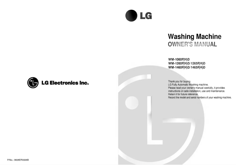 Page 1 de la notice Manuel utilisateur LG WD-1465FHD