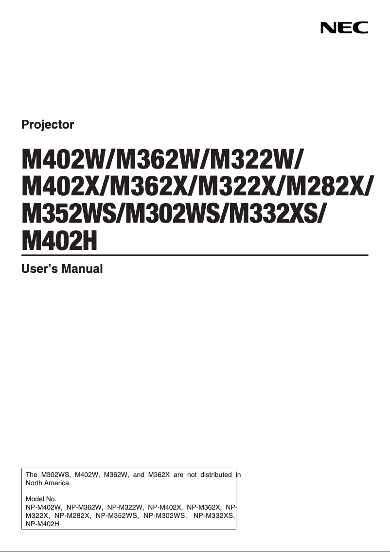 Page 1 de la notice Manuel utilisateur NEC NP-M322X