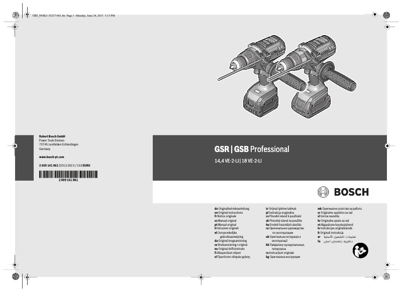 Page n°1 - Manuel utilisateur Bosch GSR 14,4 VE-2-LI
