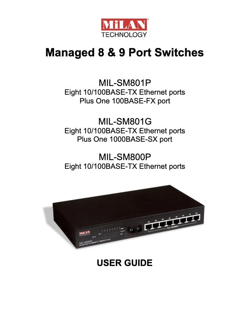 Page 1 de la notice Manuel utilisateur Milan MIL-SM800P