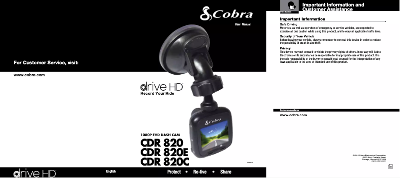 Page n°1 - Manuel utilisateur Cobra CDR 820C
