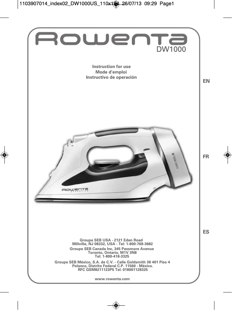 Page 1 de la notice Manuel utilisateur Rowenta Effective DW1020