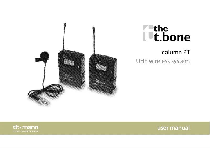Page 1 de la notice Manuel utilisateur the t.bone column PT