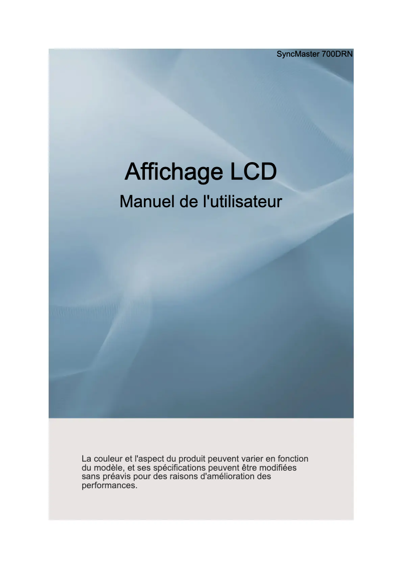 Image de la première page du manuel de l'appareil SyncMaster 700DRN