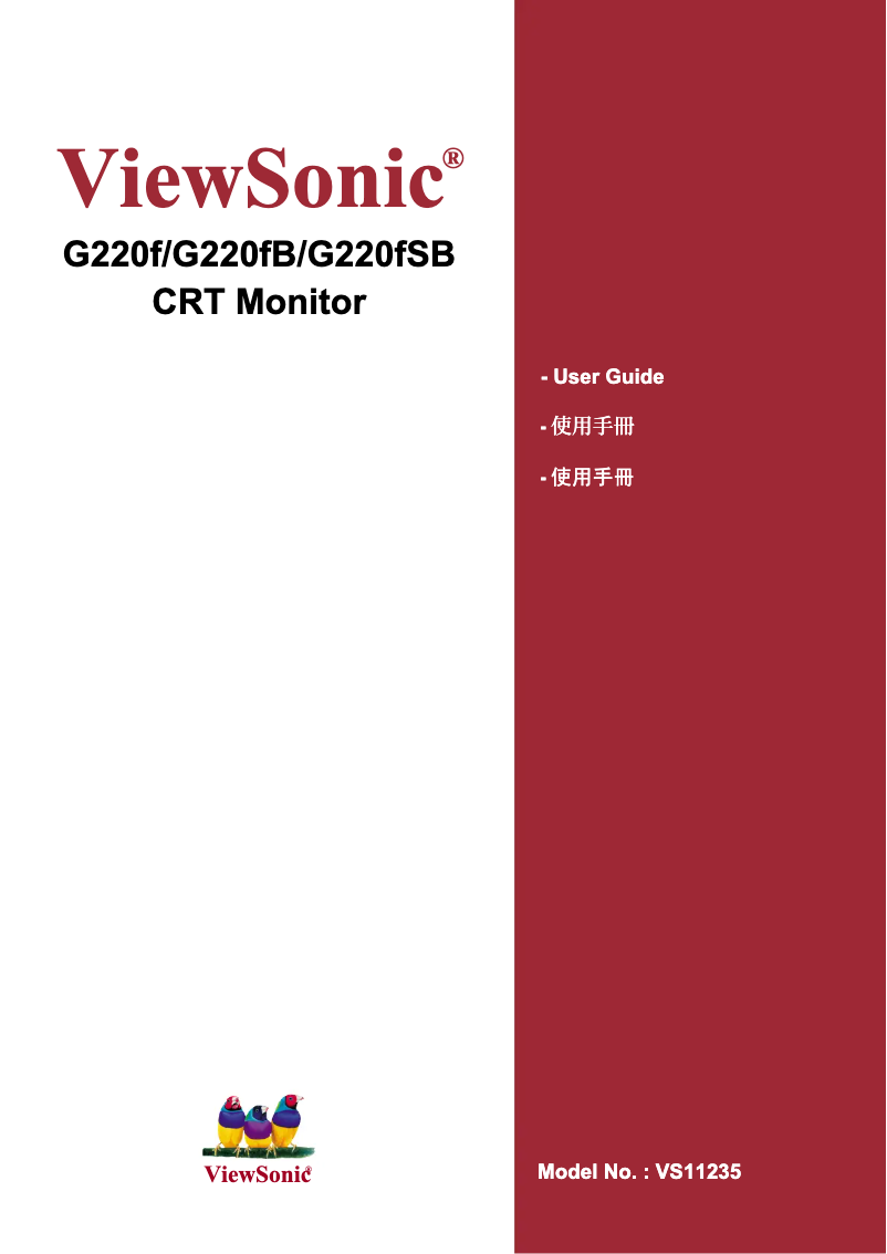Page 1 de la notice Manuel utilisateur Viewsonic G220f