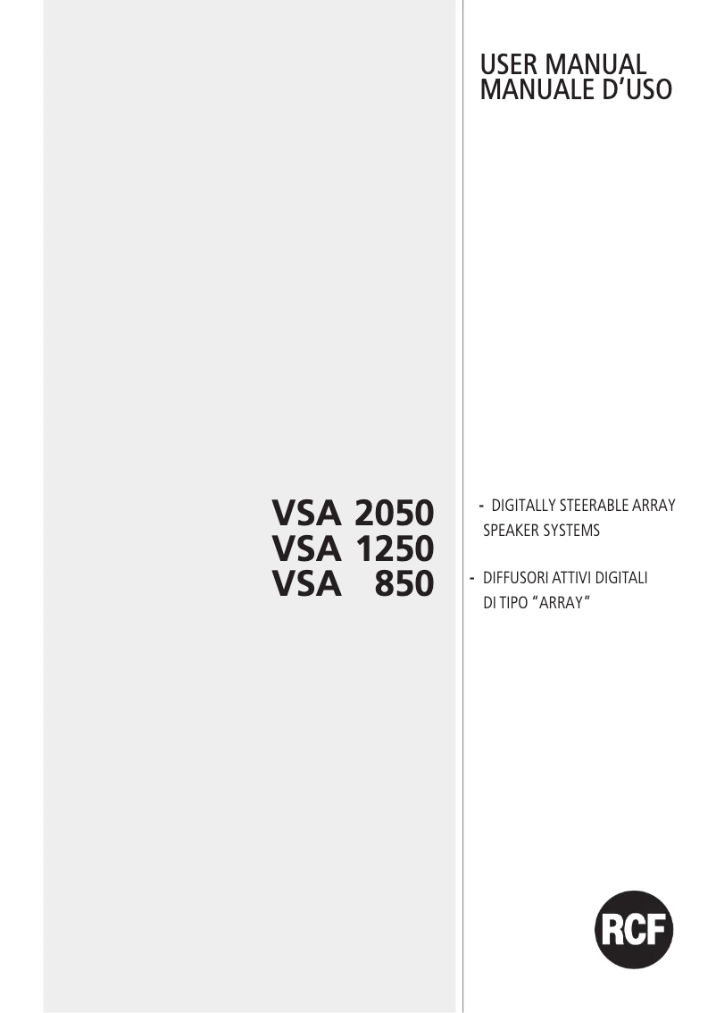 Page 1 de la notice Manuel utilisateur RCF VSA-1250