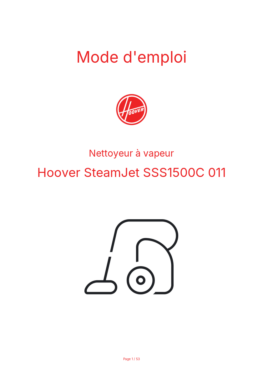Page n°1 - Mode d'emploi Hoover SteamJet SSS1500C 011