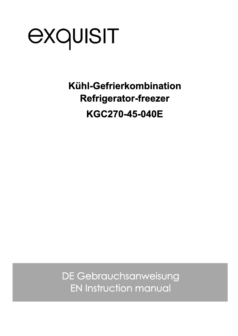 Page 1 de la notice Manuel utilisateur Exquisit KGC270-45-040E