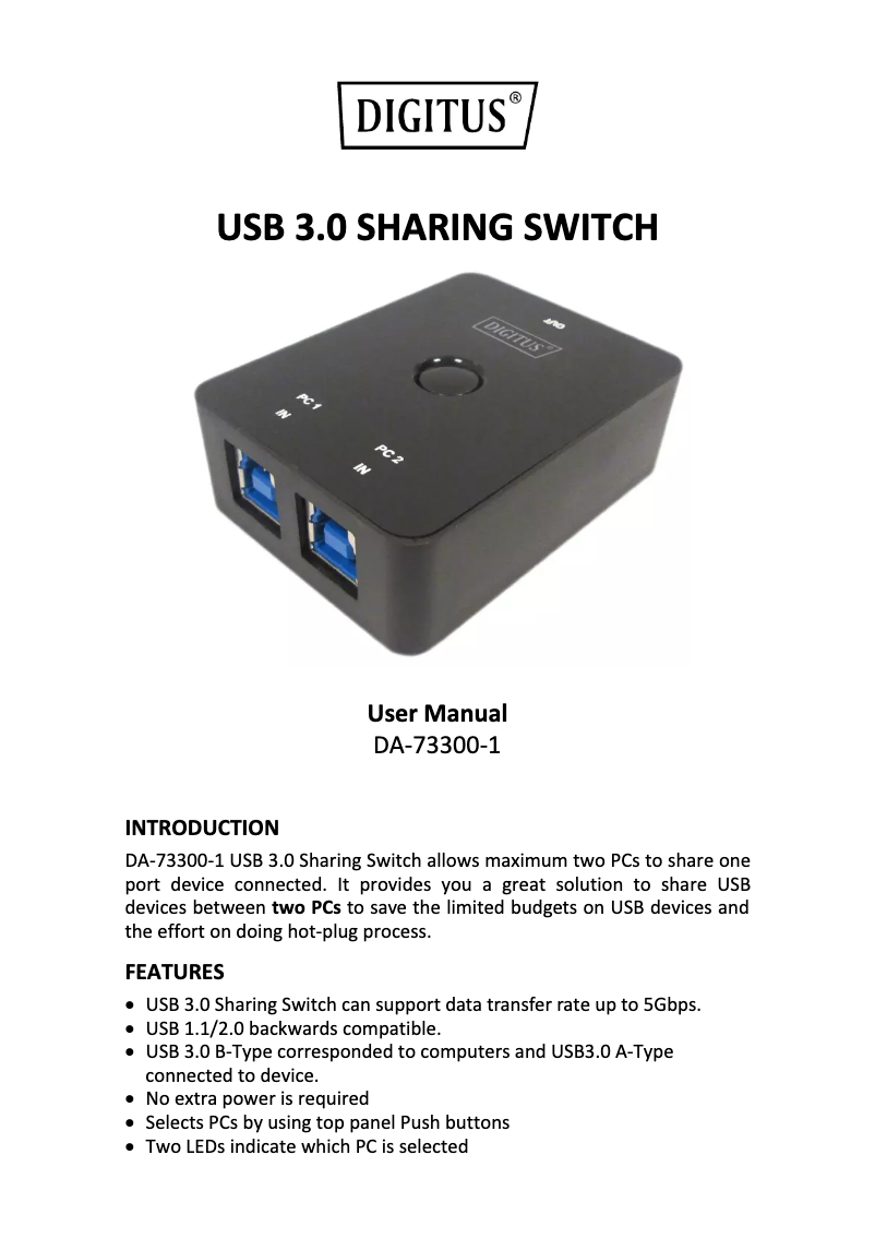 Page 1 de la notice Manuel utilisateur Digitus DA-73300-1