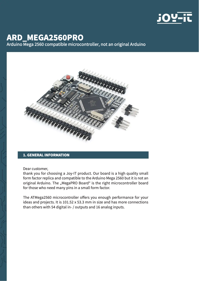 Image de la première page du manuel de l'appareil ARD_MEGA2560PRO