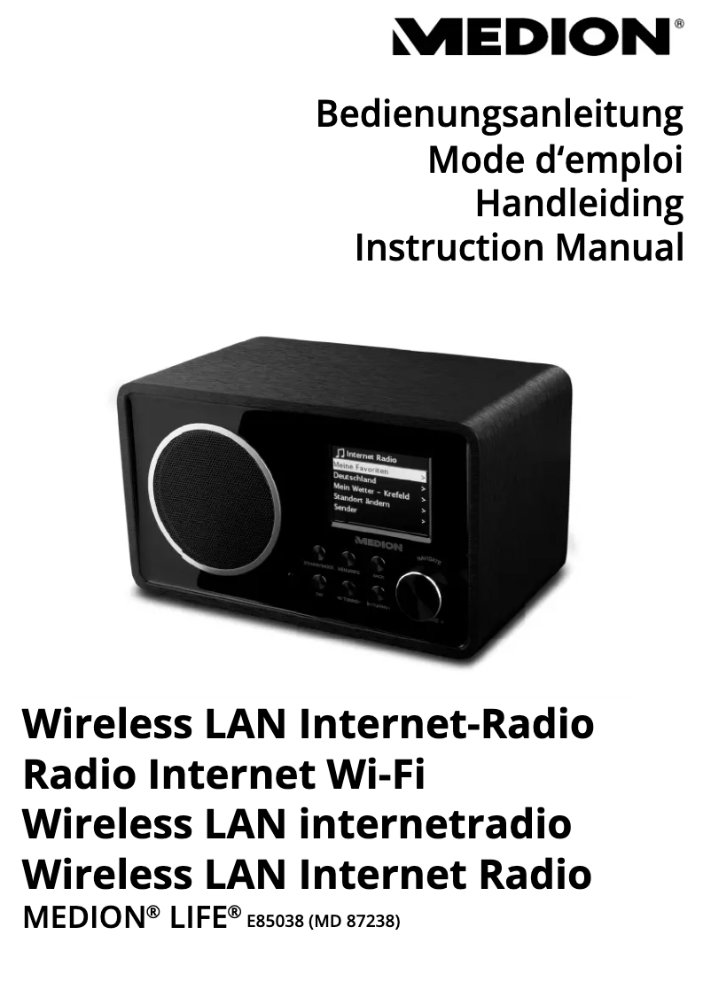 Page n°1 - Manuel utilisateur Medion E85038 (MD 87238)