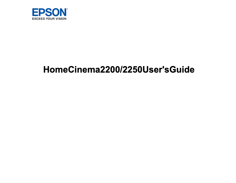 Página 1 del manual Manual de usuario Epson Home Cinema 2200