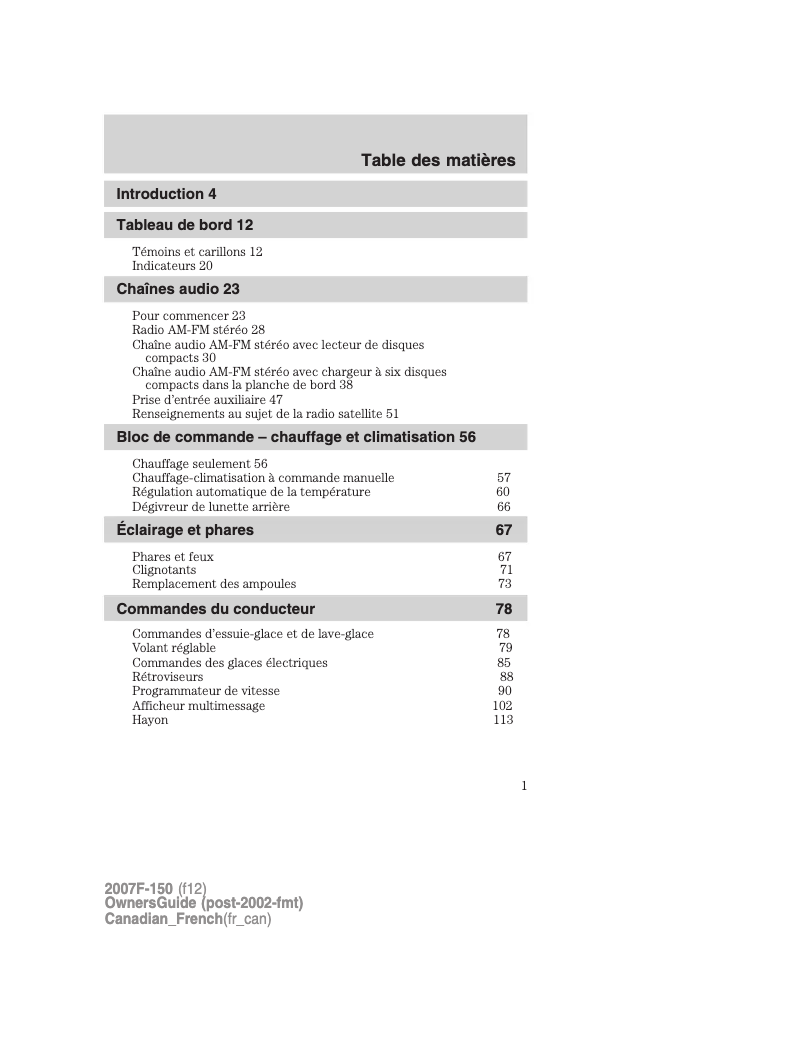 Page n°1 - Manuel utilisateur Ford F-150 (2007)