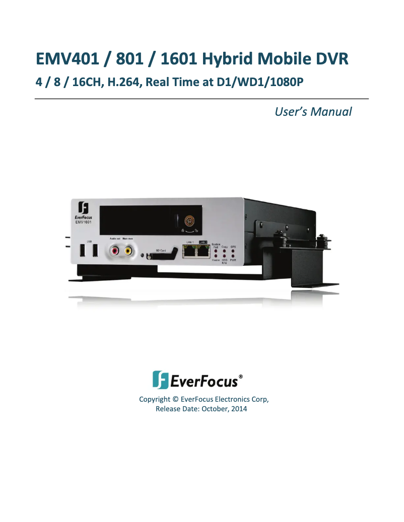 Page 1 de la notice Manuel utilisateur EverFocus EMV401