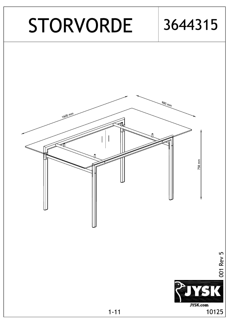Página 1 del manual Manual de usuario JYSK Storvorde (90x160x74)
