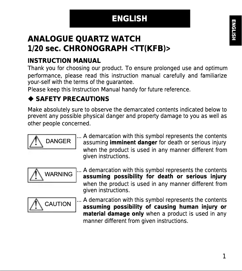 Page 1 de la notice Manuel utilisateur ORIENT Sports TT15003T