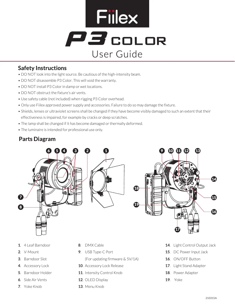 Page n°1 - Manuel utilisateur Fiilex P3 Color