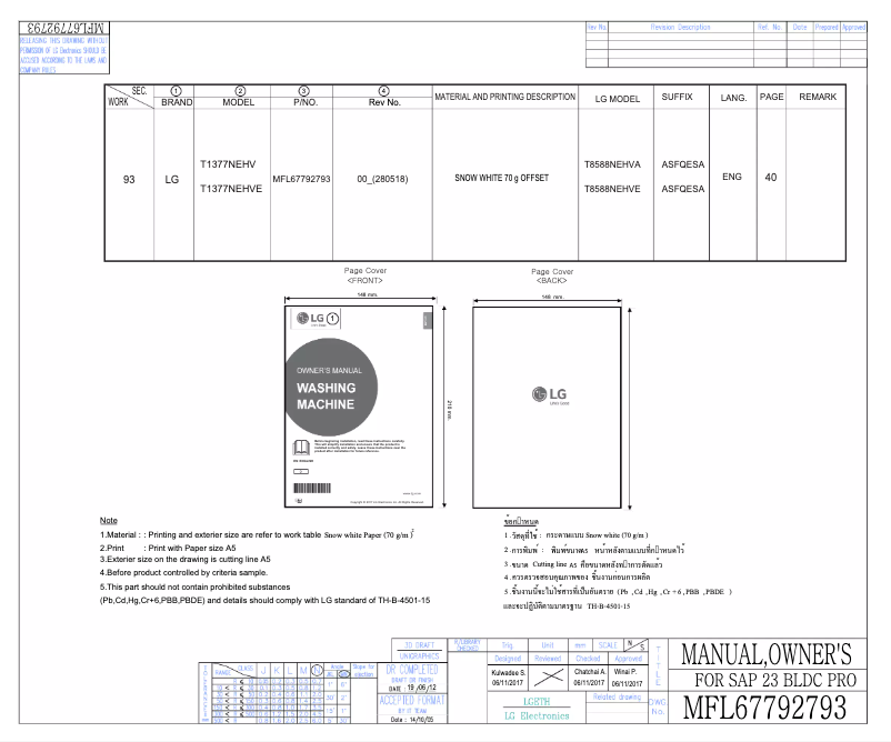 Image de la première page du manuel de l'appareil T1377NEHVE