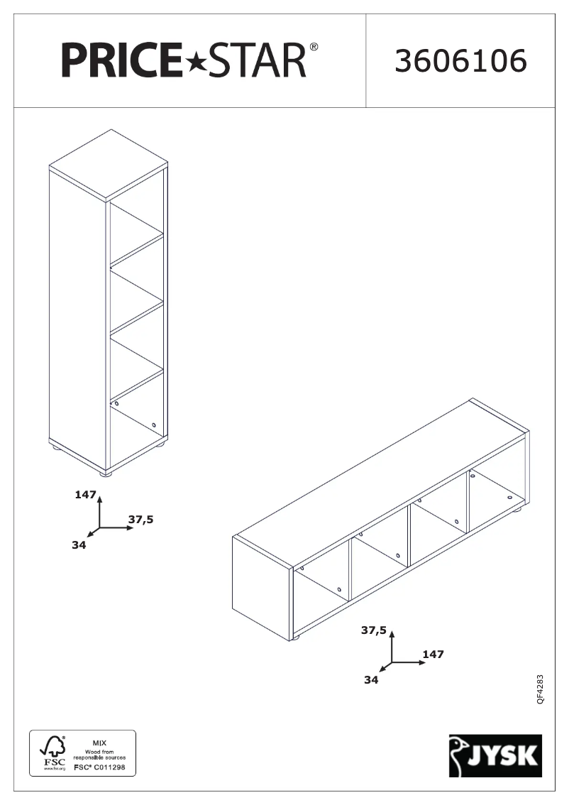 Page 1 de la notice Manuel utilisateur JYSK Haldager (38x147x34)