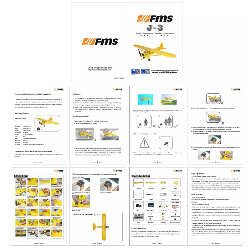 Page 1 de la notice Manuel utilisateur FMS J3 Cub