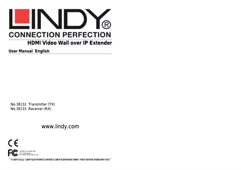 Page n°1 - Manuel utilisateur Lindy 38133