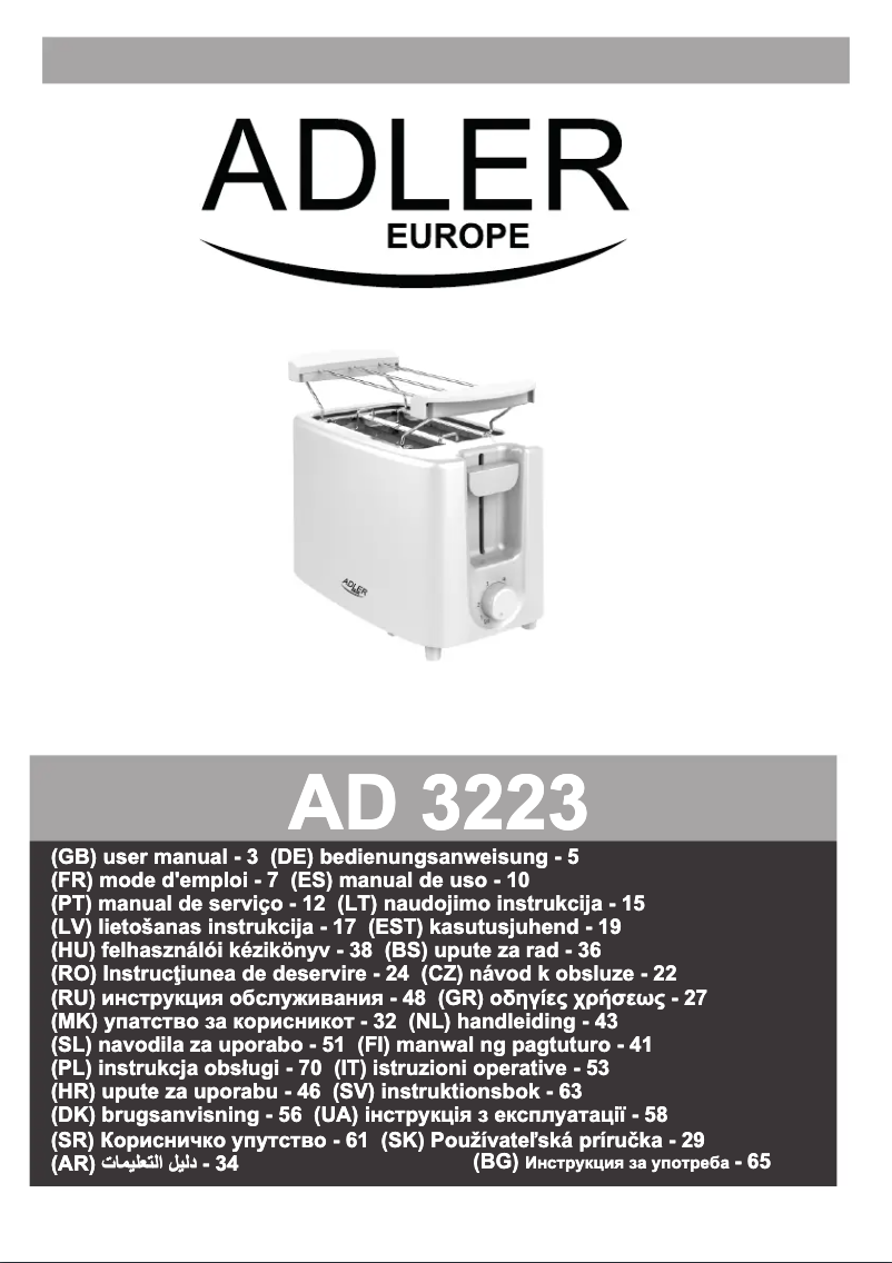Page n°1 - Manuel utilisateur Adler AD 3223