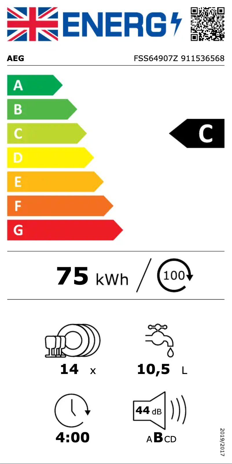 Página 1 del manual Etiqueta energética AEG FSS64907Z