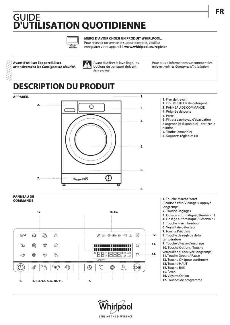 Página 1 del manual Manual de usuario Whirlpool ZENDOSE10