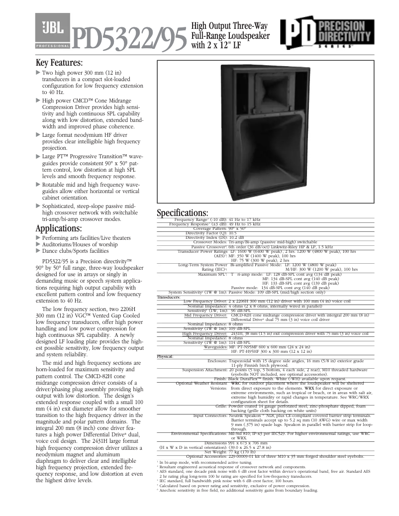Page 1 de la notice Brochure JBL PD5322