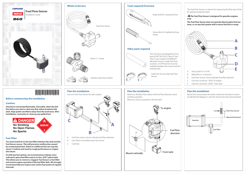 Image de la première page du manuel de l'appareil Fuel Flow Sensor