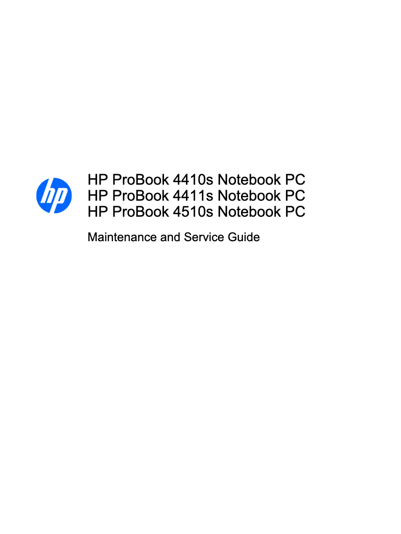 Page 1 de la notice Manuel utilisateur HP ProBook 4411s