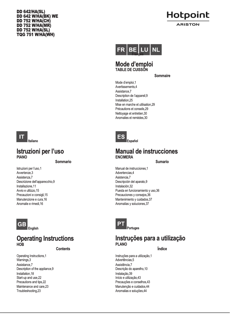 Page n°1 - Manuel utilisateur Hotpoint Ariston TQG 751 W/HA(WH)