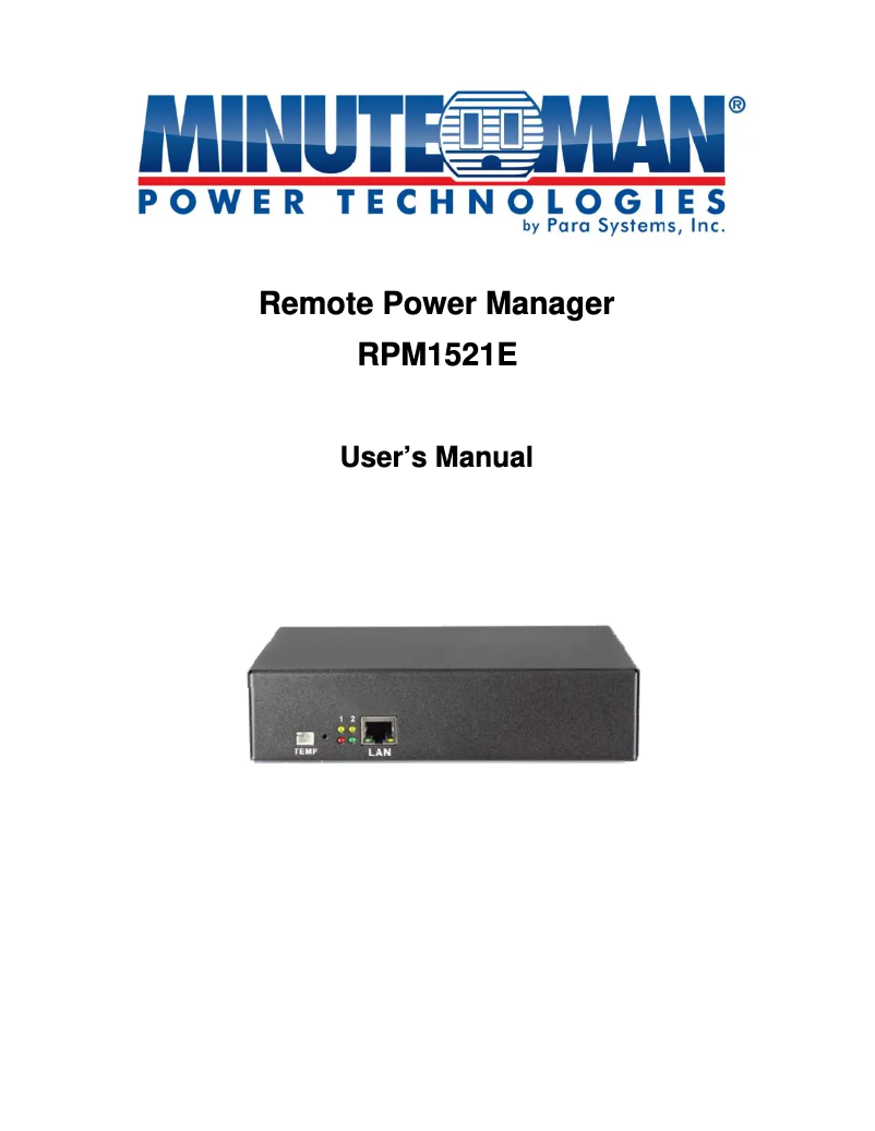 Imagen de la primera página del manual del dispositivo RPM1521E