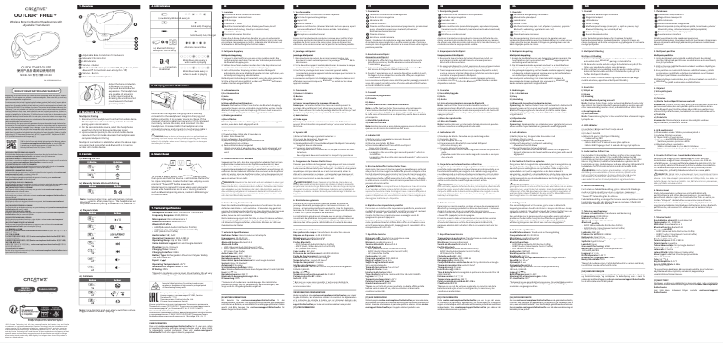 Page 1 de la notice Manuel utilisateur Creative Outlier Free+