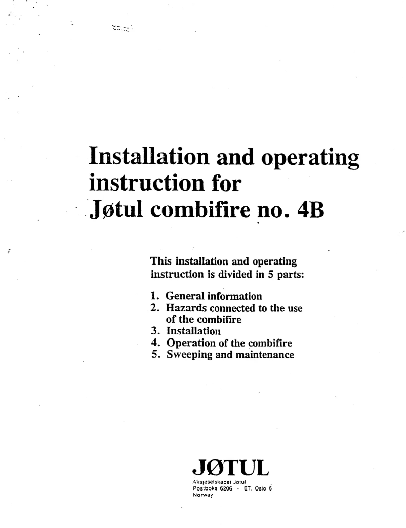 Page 1 de la notice Manuel utilisateur Jøtul Combifire 4B