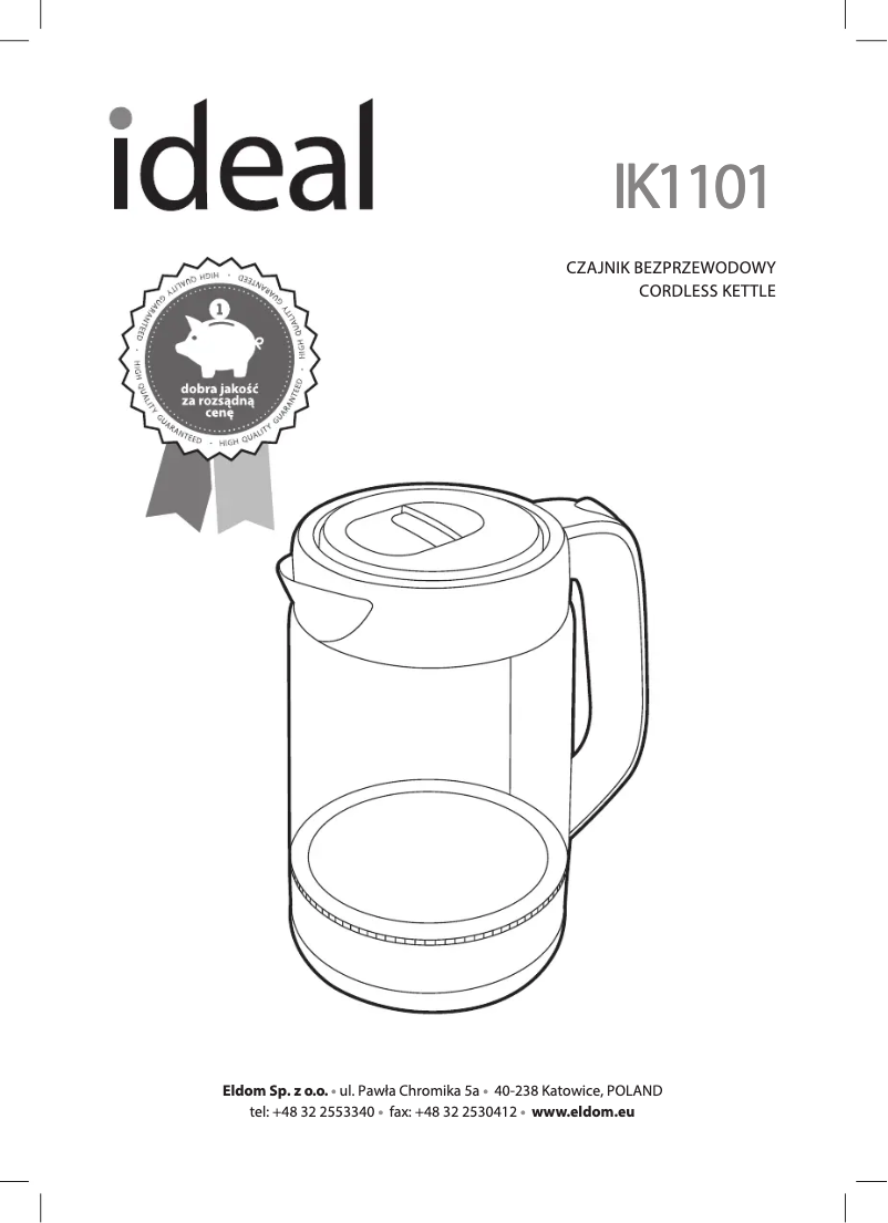 Page n°1 - Manuel utilisateur Eldom IDEAL IK1101