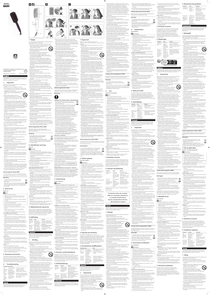 Page n°1 - Manuel utilisateur Philips BHH730