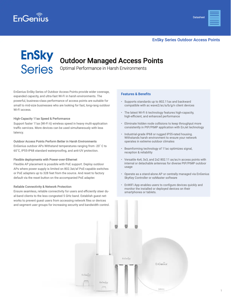 Page 1 de la notice Fiche technique EnGenius EWS850AP