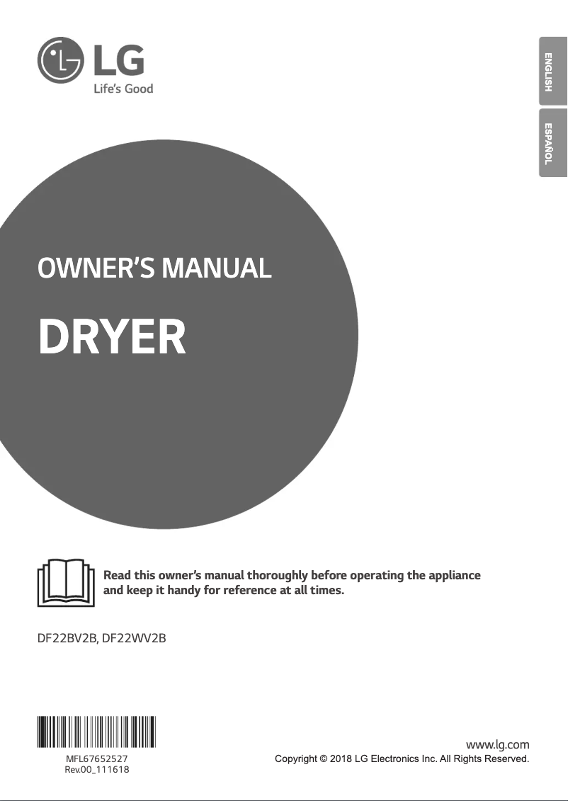 Page 1 de la notice Manuel utilisateur LG DF22WV2B