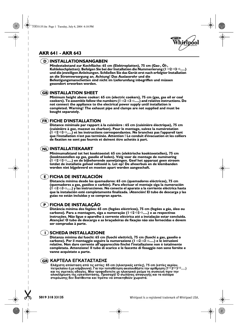 Image de la première page du manuel de l'appareil AKR643WH
