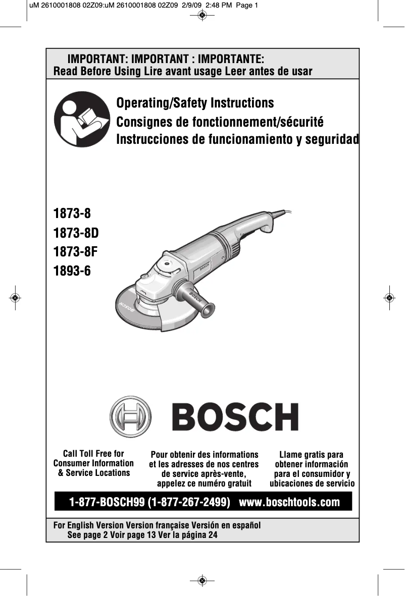 Page n°1 - Manuel utilisateur Bosch 1893-6