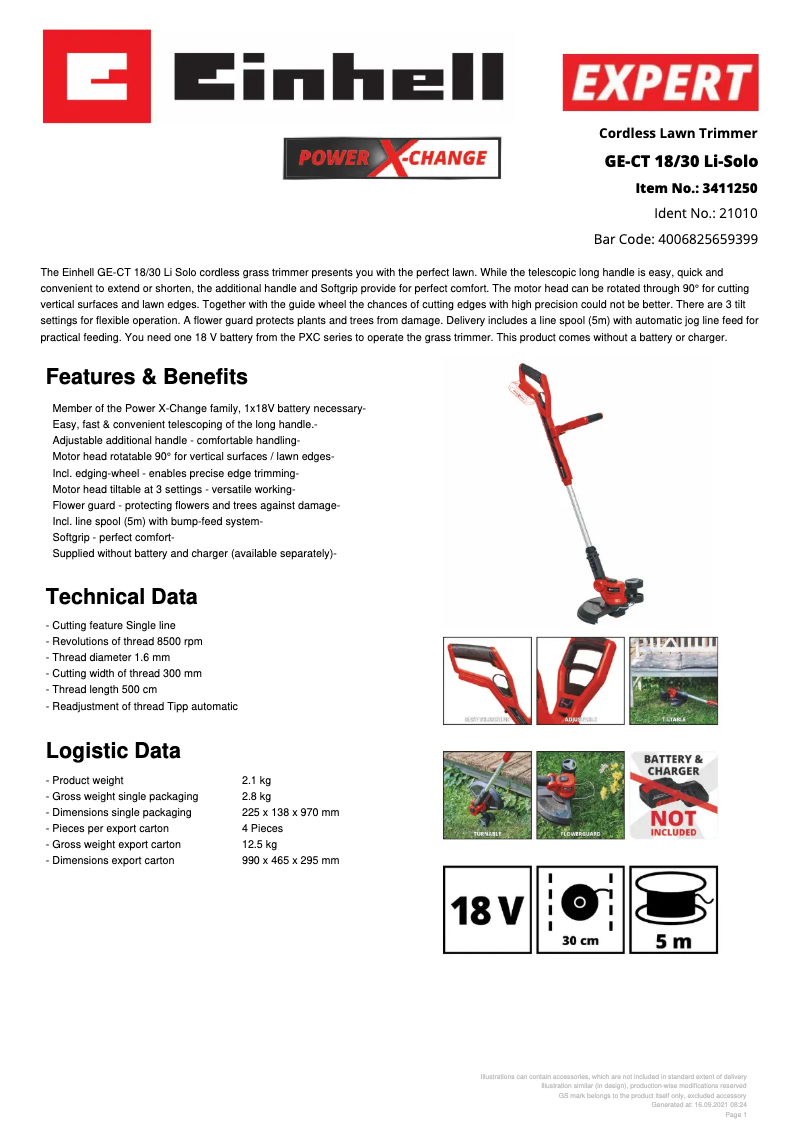 Image de la première page du manuel de l'appareil GE-CT 18/30 Li-Solo