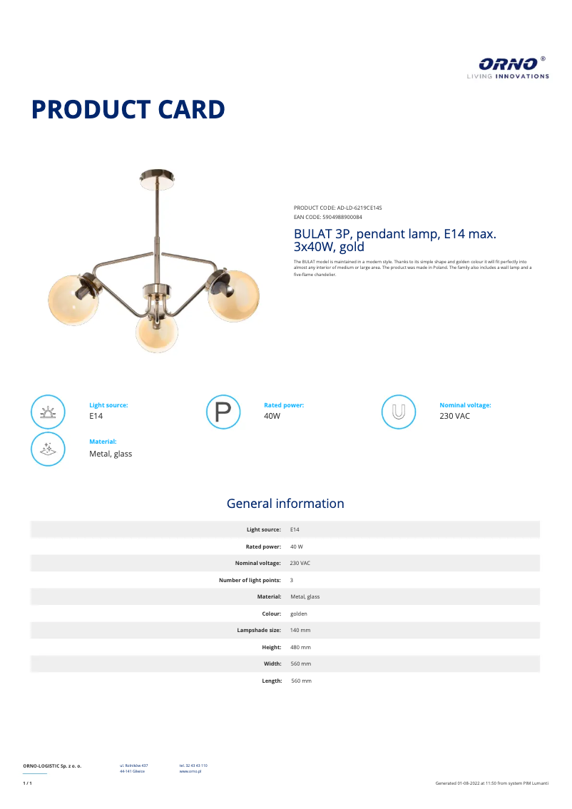 Image de la première page du manuel de l'appareil AD-LD-6219CE14S