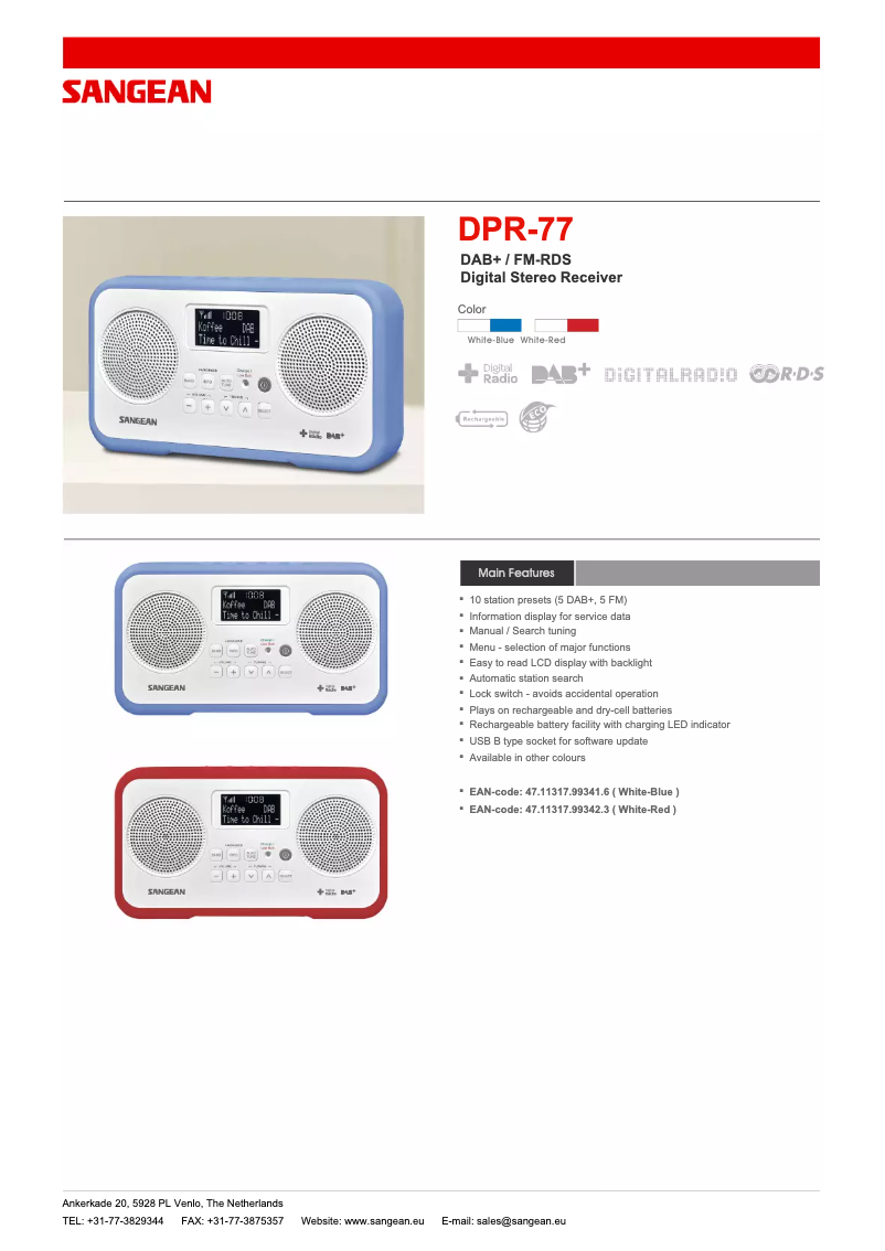 Image de la première page du manuel de l'appareil DPR-77